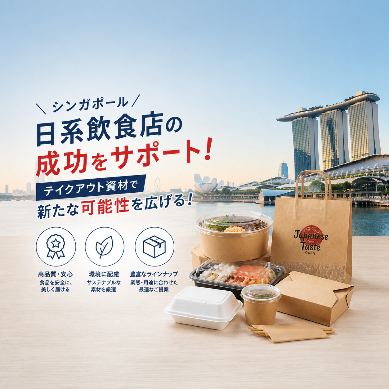 シンガポール日系飲食店の成功をサポート！テイクアウト資材で新たな可能性を広げる！